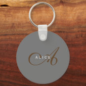 Porte-clés Monogramme plat tendance Nom initial (Verso)