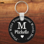 Porte-clés monogramme pour elle avec texte personnalisé amour (Recto)