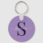Porte-clés Monogramme pourpre Premier nom Simple Classic (Recto)