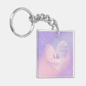 Porte-clés Monogramme Purple Pink Gradient Coeur (Devant gauche)