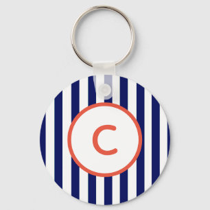 Porte-clés monogrammé rayé marine