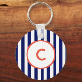 Porte-clés monogrammé rayé marine (Recto)