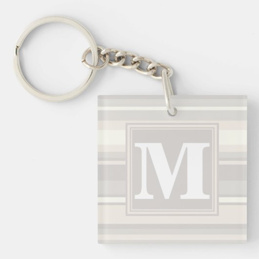 Porte-clés Monogramme rayures beiges (Devant)