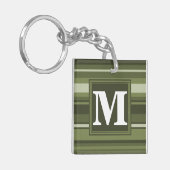 Porte-clés Monogramme rayures vert olive (Devant gauche)