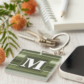 Porte-clés Monogramme rayures vert olive (Devant Droit)