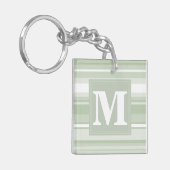 Porte-clés Monogramme rayures vert pâle (Devant gauche)