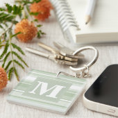 Porte-clés Monogramme rayures vert pâle (Devant Droit)