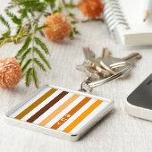 Porte-clés Monogramme rayures verticales orange marron clair (Côté)