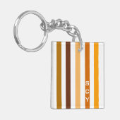 Porte-clés Monogramme rayures verticales orange marron clair (Devant gauche)