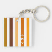 Porte-clés Monogramme rayures verticales orange marron clair (Dos)