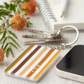 Porte-clés Monogramme rayures verticales orange marron clair (Devant droit)