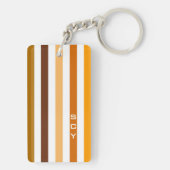 Porte-clés Monogramme rayures verticales orange marron clair (Dos)