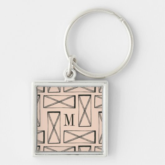 Porte-clés Monogramme | Rectangle géométrique X Design (Devant)