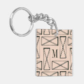 Porte-clés Monogramme | Rectangle géométrique X Design (Devant gauche)