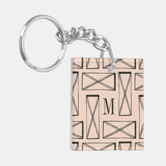 Porte-clés Monogramme | Rectangle géométrique X Design (Devant gauche)