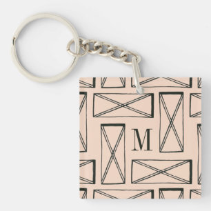 Porte-clés Monogramme   Rectangle géométrique X Design