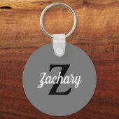 Porte-clés Monogramme rétro gris noir (Recto)