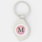 Porte-clés Monogramme rose Aquarelle Nom Lettre Moderne (Devant)