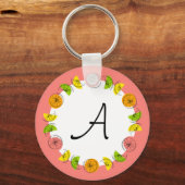 Porte-clés Monogramme rose arc-en-cercle à double face (Verso)