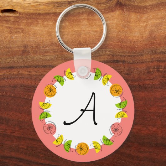 Porte-clés Monogramme rose arc-en-cercle à double face (Verso)