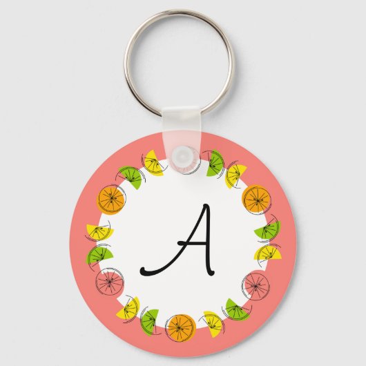 Porte-clés Monogramme rose arc-en-cercle à double face (Verso)