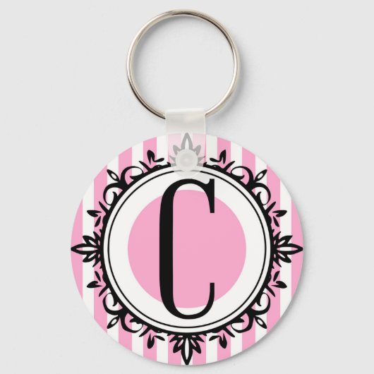 Porte-clés monogramme rose 'C' (Recto)