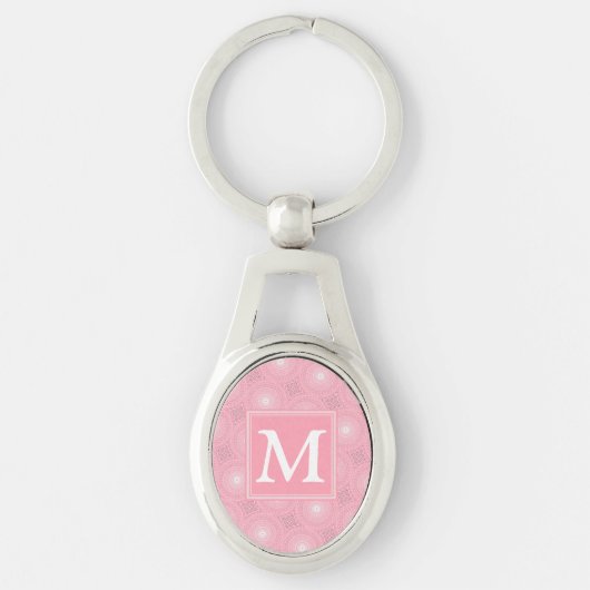 Porte-clés Monogramme rose cercles motif (Devant)