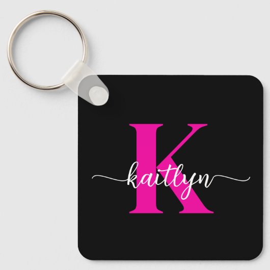 Porte-clés Monogramme Rose Chaude Noir (Recto)