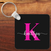 Porte-clés Monogramme Rose Chaude Noir (Recto)