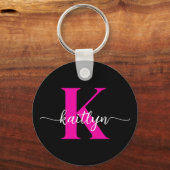 Porte-clés Monogramme Rose Chaude Noir (Recto)