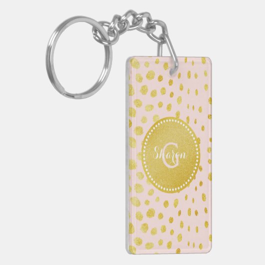 Porte-clés Monogramme rose chic d'impression de guépard de (Devant gauche)