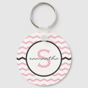 Porte-clés Monogramme rose de Chevron