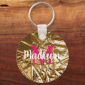 Porte-clés Monogramme rose doré personnalisé (Recto)