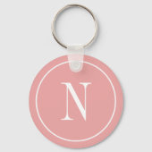 Porte-clés Monogramme rose et blanc moderne (Recto)