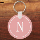 Porte-clés Monogramme rose et blanc moderne (Recto)