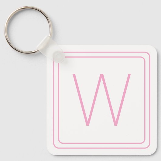 Porte-clés Monogramme rose et blanc simple (Recto)