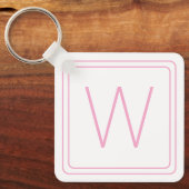Porte-clés Monogramme rose et blanc simple (Recto)