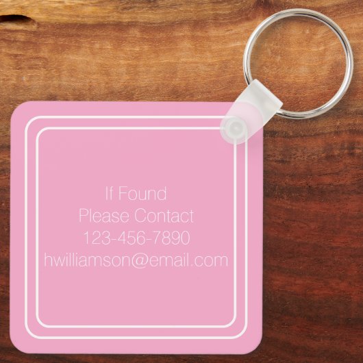 Porte-clés Monogramme rose et blanc simple (Verso)