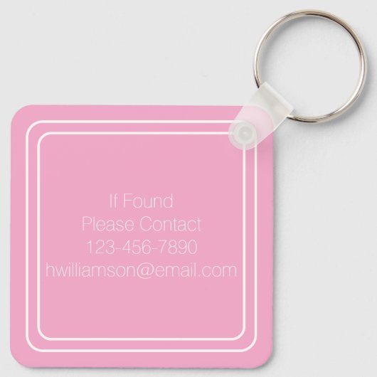 Porte-clés Monogramme rose et blanc simple (Dos)