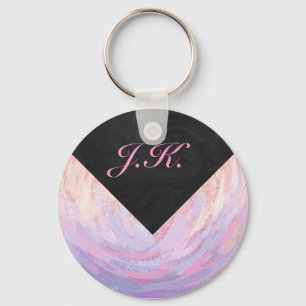 Porte-clés Monogramme rose et noir