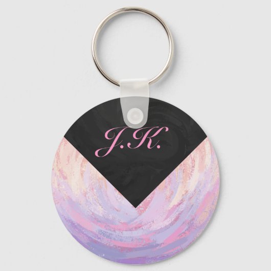 Porte-clés Monogramme rose et noir (Recto)