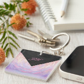 Porte-clés Monogramme rose et noir (Devant Droit)