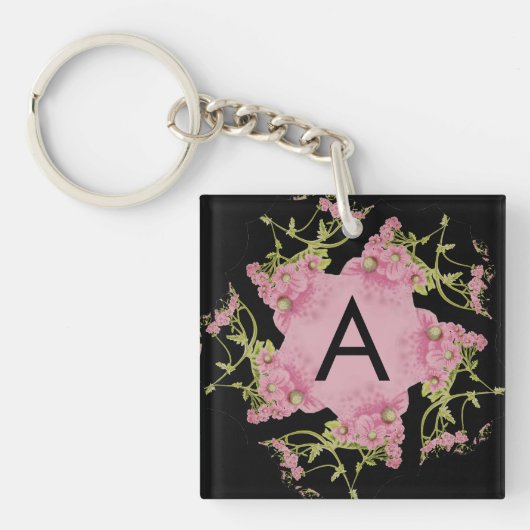 Porte-clés Monogramme rose et noir d'Achille (Devant)