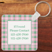 Porte-clés Monogramme rose et vert preppy (Verso)