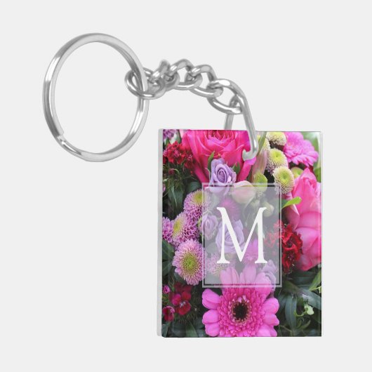 Porte-clés Monogramme rose et violet (Devant gauche)