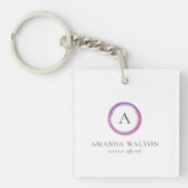 Porte-clés Monogramme Rose et Violet Entreprise Moderne (Devant)