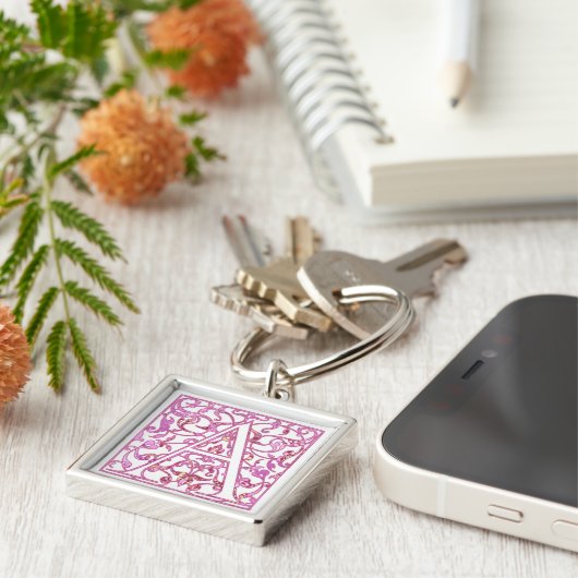 Porte-clés Monogramme rose filigrane (Côté)