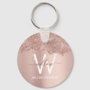 Porte-clés Monogramme rose Gold Blush Rose Girl Parties scint