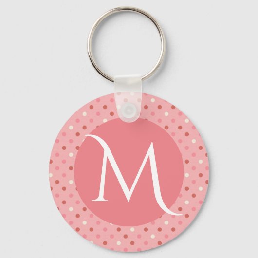 Porte-clés Monogramme rose mignon moderne à pois (Recto)