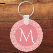 Porte-clés Monogramme rose mignon moderne à pois (Recto)